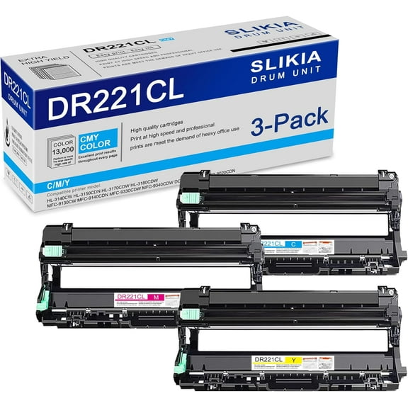 3-Pack C/M/Y DR221CL Drum Unit: Compatible DR221CL DR-221CL Replacement for Brother HL-3140CW 3150CDN 3170CDW 3180CDW MFC-9130CW 9140CDN 9330CDW 9340CDW DCP-9015CDW 9020CDN Printer