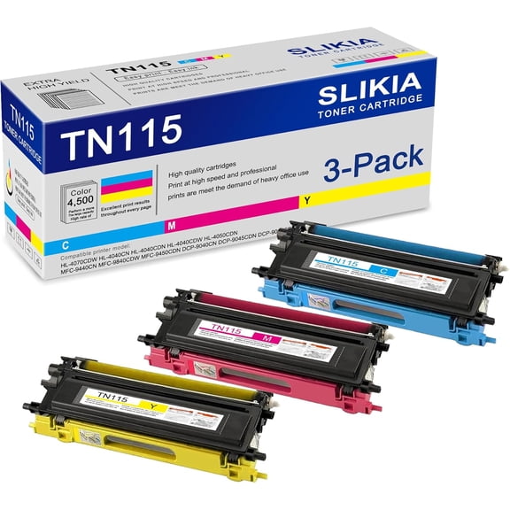 3-Pack C/M/Y TN115 Toner Cartridge: Compatible TN115 TN-115 Replacement for Brother HL-4070CDW 4040CN 4040CDN 4040CDW 4050CDN MFC-9440CN 9840CDW 9450CDN DCP-9040CN 9045CDN 9042CDN Printer