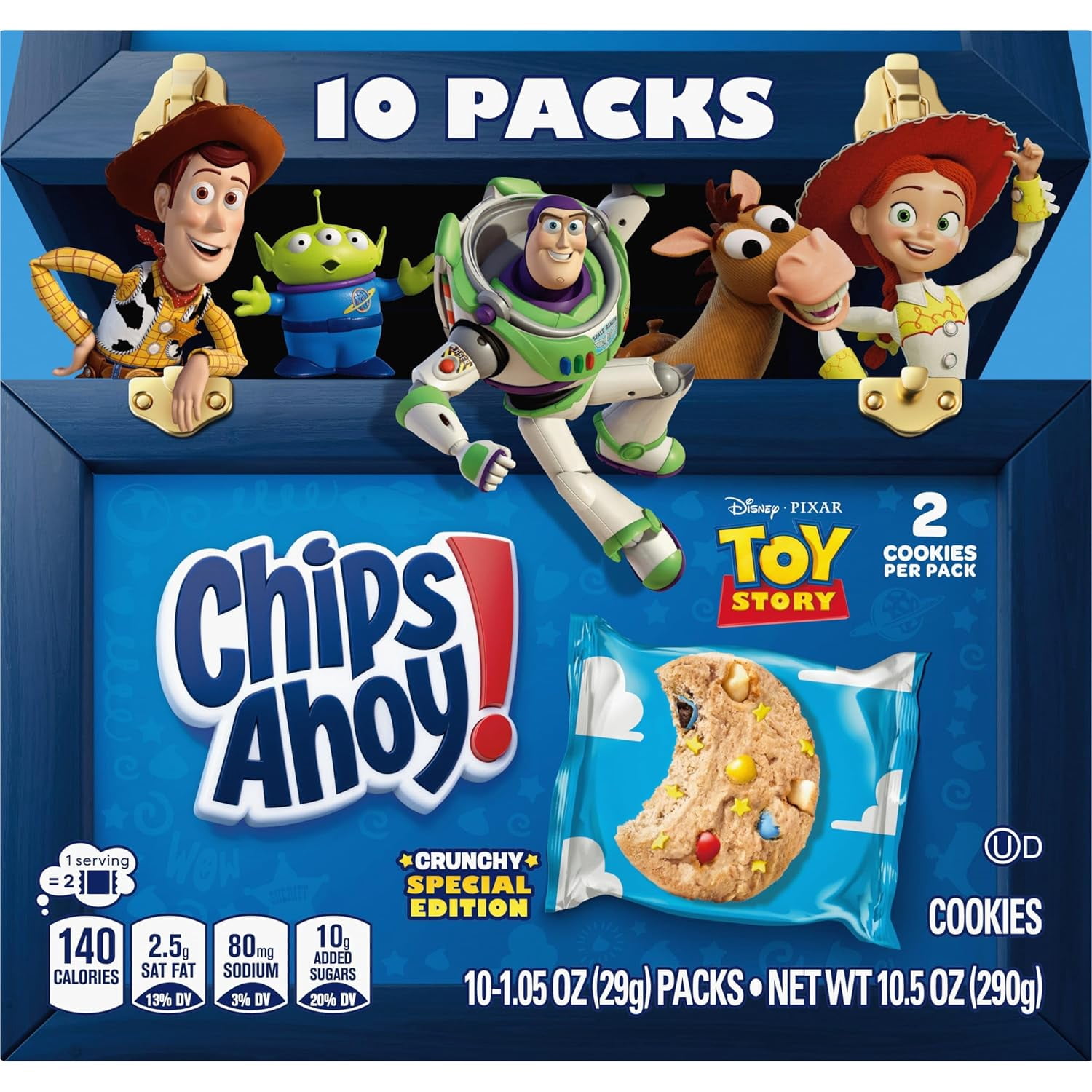 Paquete de 3 - CHIPS AHOY! Galletas crujientes con explosión de dulces y chispas de chocolate, edición especial, 10 paquetes de merienda (2 galletas por paquete)