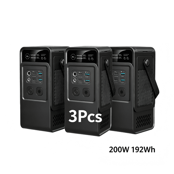 3-Pack CTOLITY 200W Continuous Peak Portable Power Station 192Wh Lithium Solar Generator, Outdoor Backup Power for Camping Travel, RV Camping, Home Power Outages, Off Grid Cabin Life