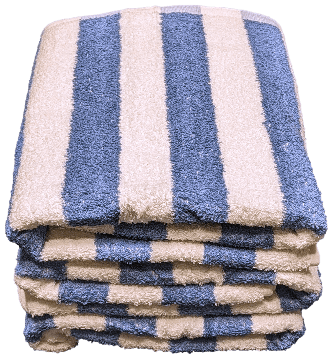 Cabana Beach Pool Spa Towels Striped Blue/White 100% Cotton 30" x 60"