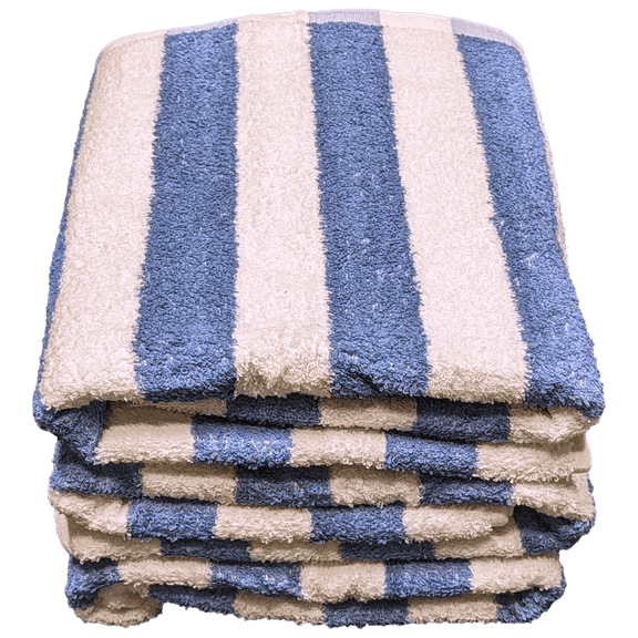 Cabana Beach Pool Spa Towels Striped Blue/White 100% Cotton 30" x 60"