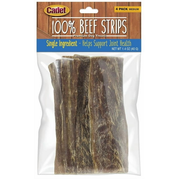 3 Pack Cadet Single Ingredient Real Beef Strips for Dogs [Dog Meat and Jerky Treats, New Dog Supplies, Bulk Dog Supplies, Cadet] 12 count (3 x 4 ct)