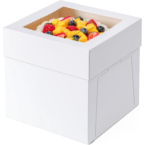 3 Pack Cake Boxes 10 Inch, 10x10x8 Inches Tall Large Box, Disposable ...