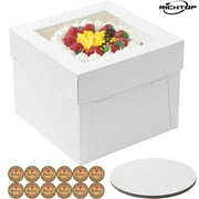 3 Pack Cake Boxes, 10x10x8 Inches Cake Box with Boards, White Bakery Boxes with Window, Disposable Cake Containers with Lids for Cookies, Wedding, Birthday, Party