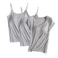 thumbnail image 1 of 3 Pack Camisole Tops for Women Built in Bra Spaghetti Strap Soft Cotton Undershirt Tanks Seamless Layering Tops, 1 of 2