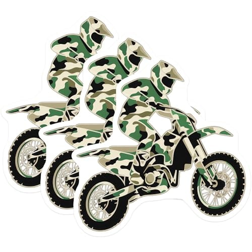 (3 Pack) Camo Motocross Decals - Military Dirt Bike - Off Road Vehicle - 3 Inches On Longest Side - Easy Peel & Apply - Made in USA - 3MCS4456
