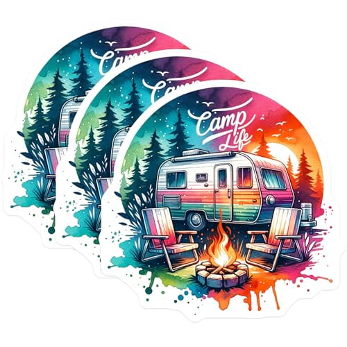 (3 Pack) Camp Life Decals - Camping Trailer Stickers - Bonfire Laptop ...