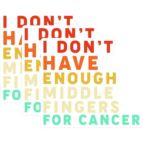 (3 Pack) Cancer Middle Finger Decals - Fight Cancer Stickers - Laptop Decals - 3 Inches On Longest Side - Easy Peel & Apply - Made in USA - 3MCS2864