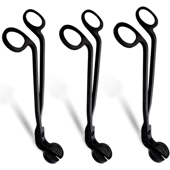 3 Pack Candle Wick Trimmer, Stainless Steel Wick Clipper Cutter, Wick Scissor, Reaches Deep Into Candles to Cut Spent Wicks, Matte Black, 7.08 x 2.36 inch