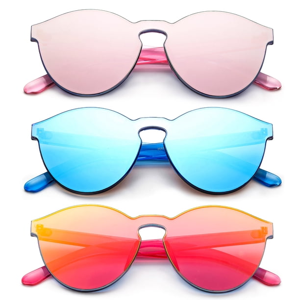 3 Pack Candy Color Frameless One Piece Flat Flash Mirror 