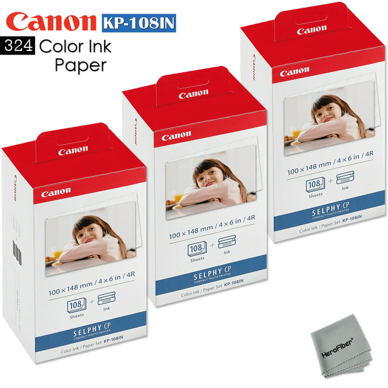 Replace Selphy CP1500 Ink and Paper Compatible Canon CP1300, CP1500,  CP1200, CP910, CP1000, CP900, CP800, CP810 Paper and Ink KP-108IN Selphy  Photo