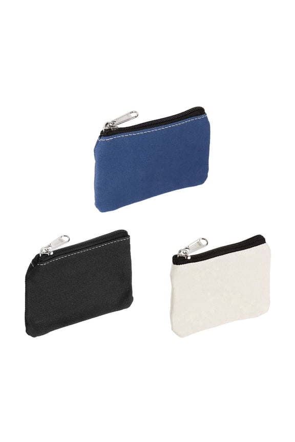 3‑Pack 3×5 Inch Canvas Coin Purses, Zipper Small Organizer Pouches for Daily Household Storage
