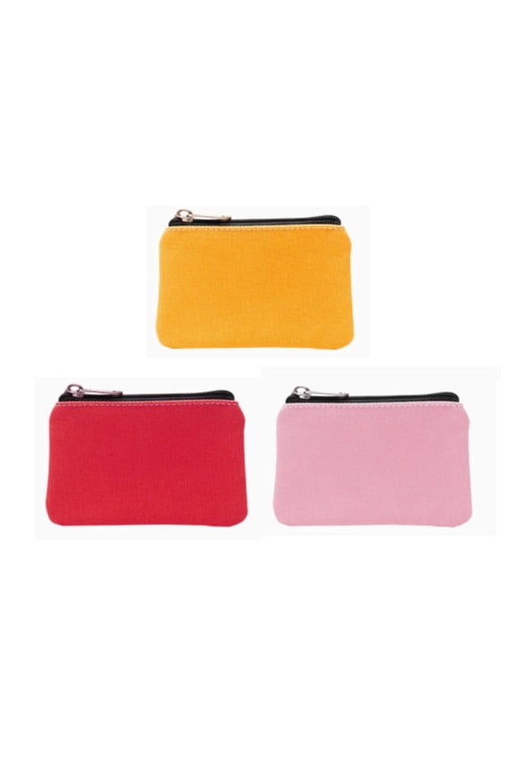 3‑Pack 3×5 Inch Canvas Coin Purses, Zipper Small Organizer Pouches for Daily Household Storage