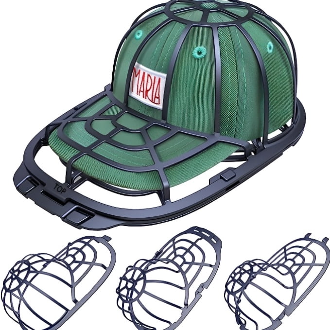 3-Pack Cap Washer for Baseball Hats, Hat Washing Cage Anti-Deformation Laundry Shaper Holder and Storage Box