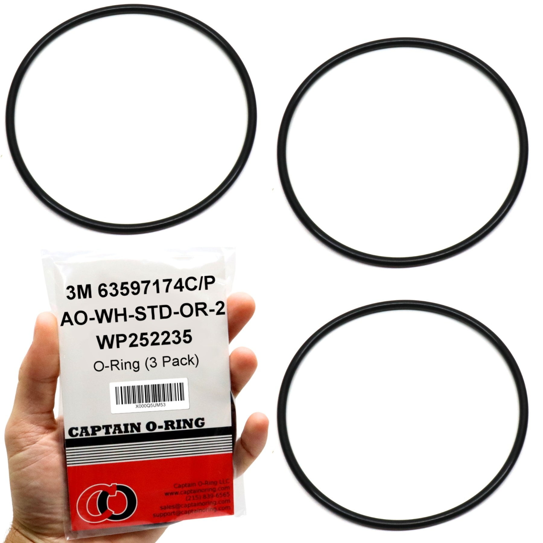 Black Rubber Replacement O-Rings for Water Filters, 3-Pack