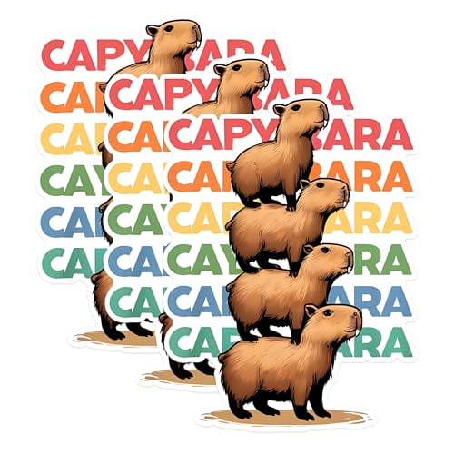 (3 Pack) Capybara Stack Decals - Funny Rodent Stickers - Laptop Car Decal - 3 Inches On Longest Side - Easy Peel & Apply - Made in USA - 3MCS1486