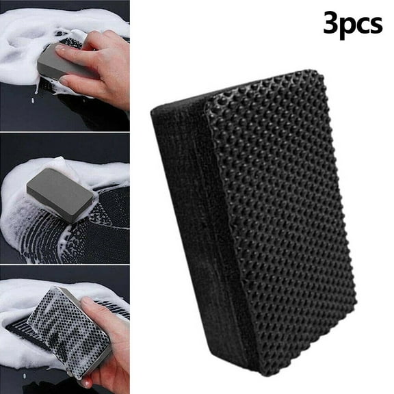 3-Pack Car Clay Bar Pad Sponge Block Detailing Tools, Paint Decontamination and Wax Polish Prep for Auto Body, Glass, Kitchen and Bathroom Cleaning, Black