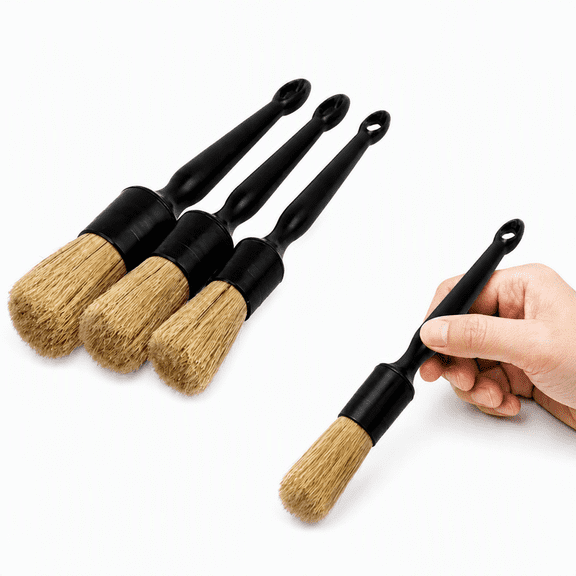 3 Pack Car Detailing Brushes Set, Soft Bristle Wheel Brushes for Cleaning Wheels, Rim Cleaning Brush for Interior and Exterior