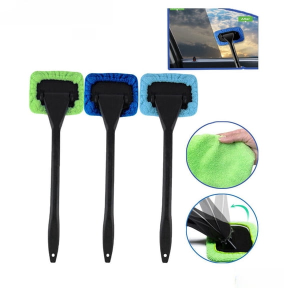 3 Pack Car Windshield Cleaner Brush, Auto Car Inside Window Cleaning Tool with Long Handle