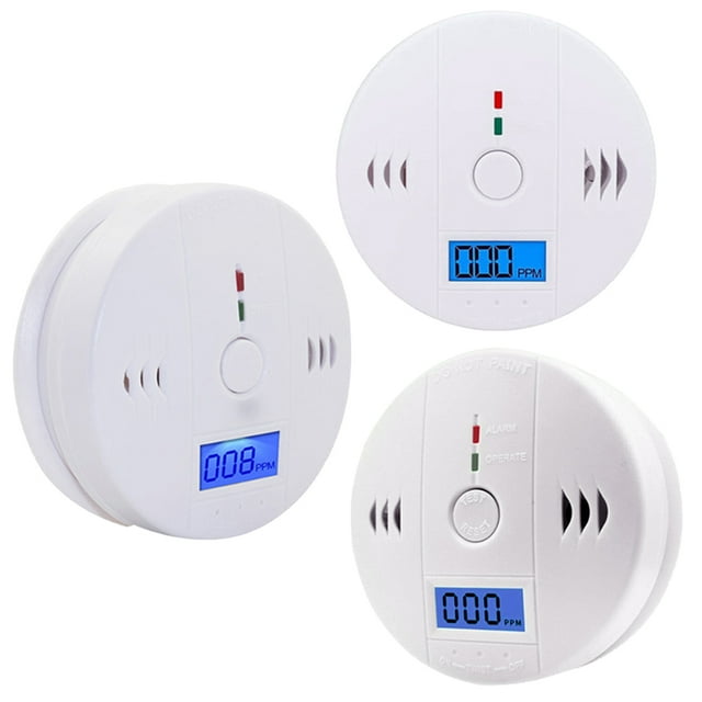 3 Pack Battery Operated Carbon Monoxide Detectors with LED Display, UL