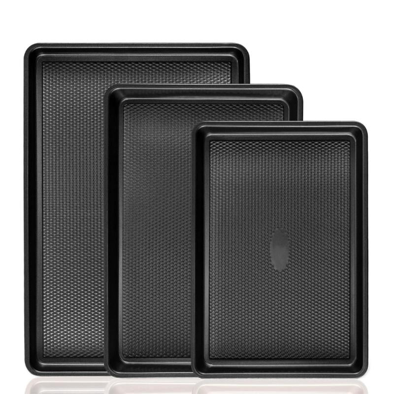【3-Pack】Carbon Steel Baking Sheets Set for Oven, Perfect for Baking Bread, Cakes & Roasting for Home Kitchen