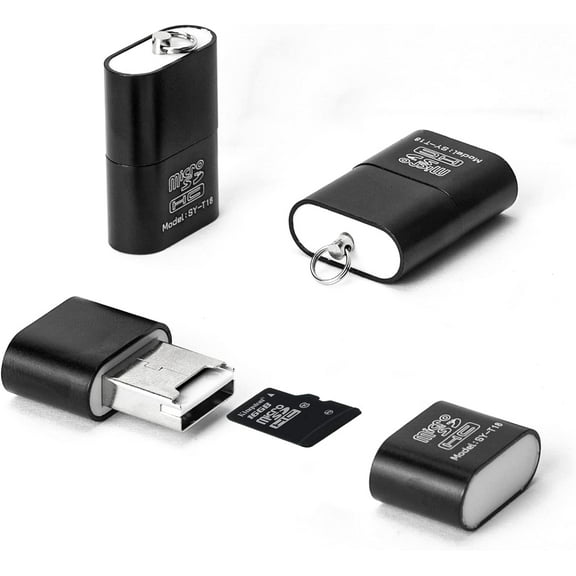 [3 Pack] Card Reader for Android Micro SD Card to USB Adapter TF Card Reader with Mini Size for Camera Memory Card Reader Card Reader for PC Laptop (Black)