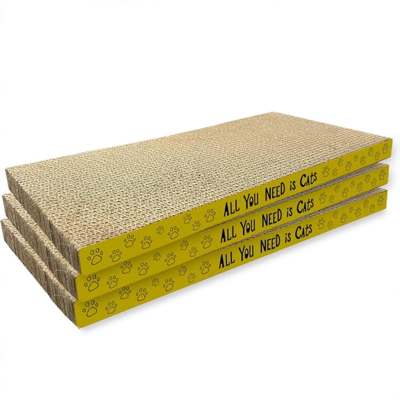 3 Pack Cardboard Cat Scratcher Pads Cat Scratching Board for Indoor Cats 16.5Lx8.1Wx0.8H Dual-Side Corrugated Cats Scratching Post Reusable Supplies