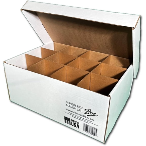 3-Pack Cardboard Jar Storage Boxes - 12 Quart Jars Each, No Tape Needed