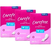 3 Pack - Carefree Thong Panty Liners with Wings, Regular, Unscented, 49 Count Each
