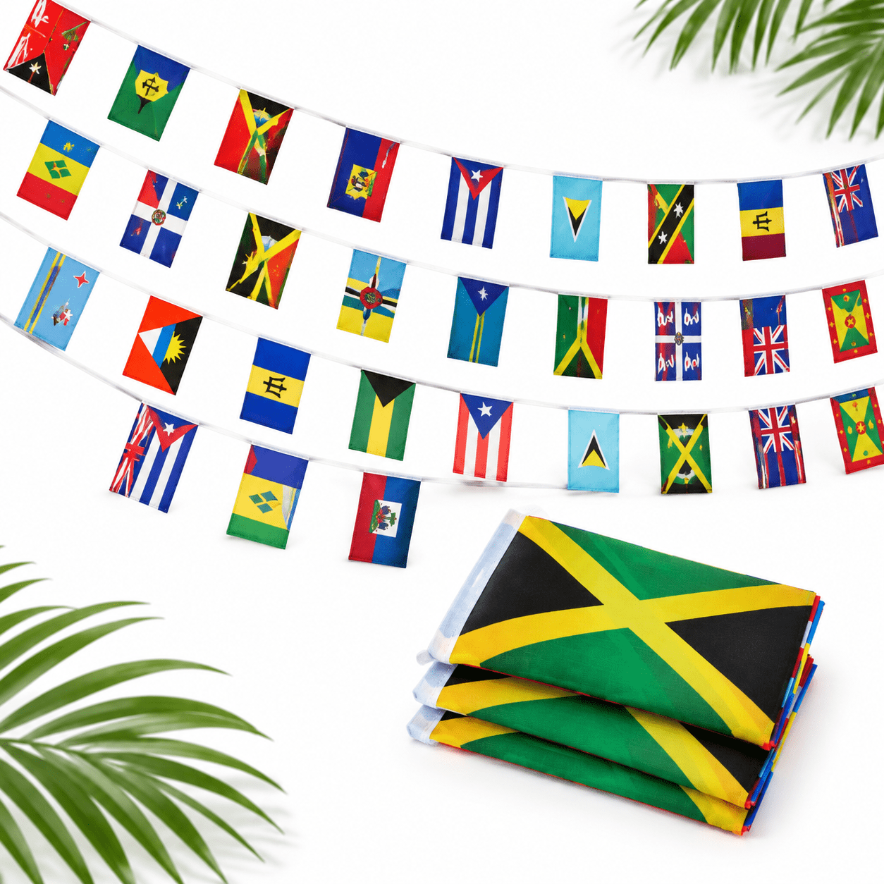 3 Pack Caribbean Country String Flags 90 Feet Total International Party ...