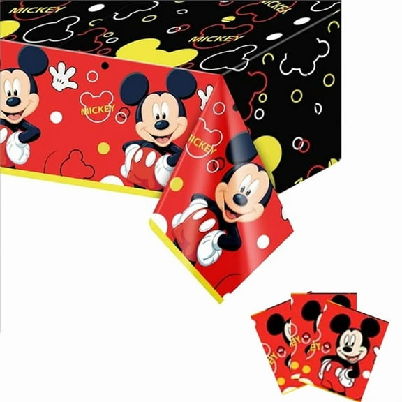 3 Pack Cartoon Mouse Tablecloths Cartoon Red and Black Tablecloths for Birthday Party Supplies 42.570.8 Inch Plastic Tablecloths for Children's Party Decorations