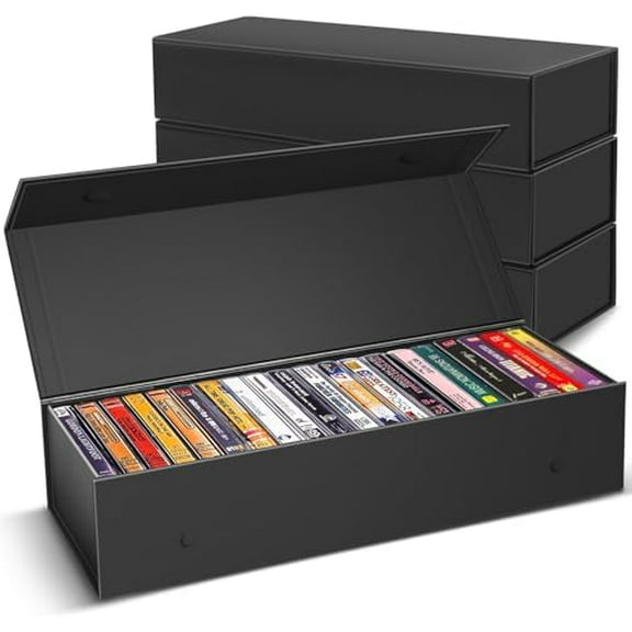 3 Pack Cassette Tape Storage Box, Tape Holder Store 60 Cassette Cases, Media Storage Organizer