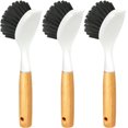 thumbnail image 1 of 3 Pack Cast Iron Brush and Scraper with Bamboo Handle – Skillet Scrubber with Tough Nylon Bristles, Kitchen Cleaner for Cleaning Skillet, Grill Pan, Dark Gray, 1 of 9