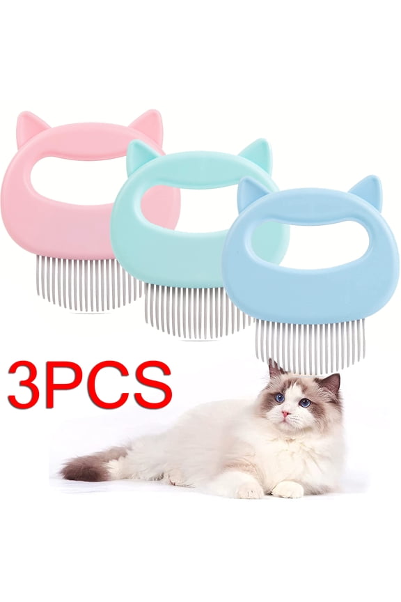 3 Pack Cat Comb ,Pet Hair Removal Massaging Shell Comb, Cat Shedding and Grooming Comb for Long or Short Haired ,Pet Slicker Brush to Remove Matted Tangled Fur and Loose Hair for Cat/Dog/Bunny