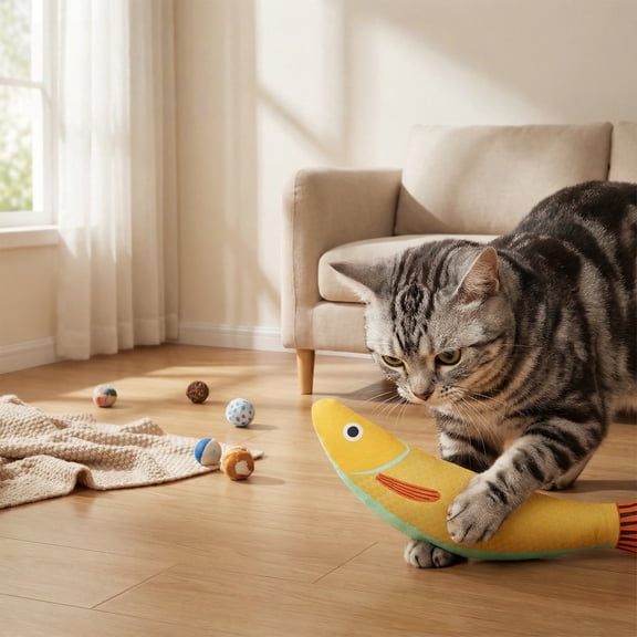 3 Pack Cat Toys Interactive Soft Chew Kicker Toys, Fish Shaped Durable Kitten Toys for Indoor Cats, Fun Exercise & Boredom Relief for All Breeds - 9.4 Inch
