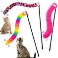 thumbnail image 1 of 3 Pack Cat Wand Toy, Rainbow Cat Feather Toys with Bells, Cat Teaser Wand with Soft Furry Tail, Interactive Cat Toys for Indoor Cats & Kitten & Kitty, 1 of 7