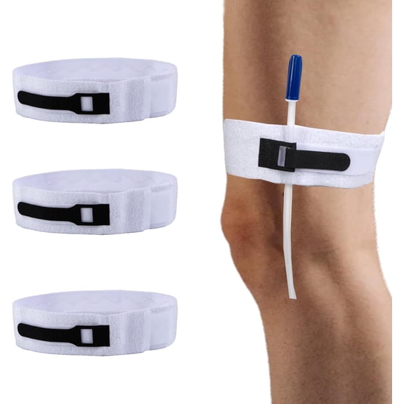 3 Pack Catheter Stabilization Device, Anti - Slip Tube Fixation, 1.9*23.6" | Fabric Leg Band Holder for Secure Drainage, Adjustable Urine Tube Holder, Elastic Leg Strap, Catheter Supplies
