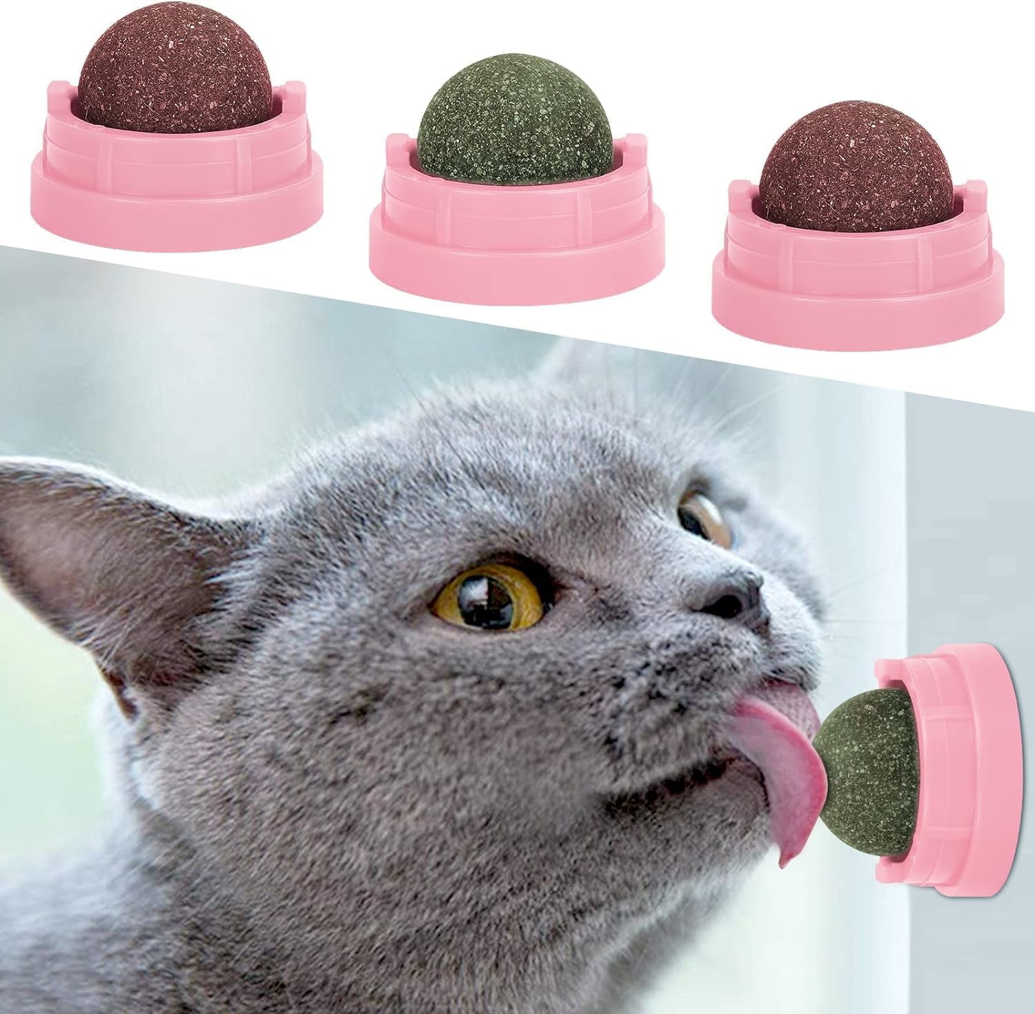 3 Pack Catnip Balls, Catnip Ball for Cats Wall, Edible Kitty Toys for