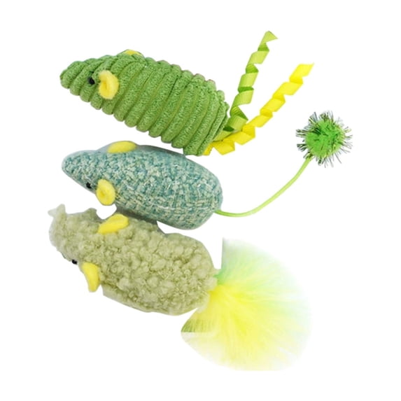 3 Pack Catnip Mouse Toy Set with Crinkle Noise Soft Fabric for Indoor Cats