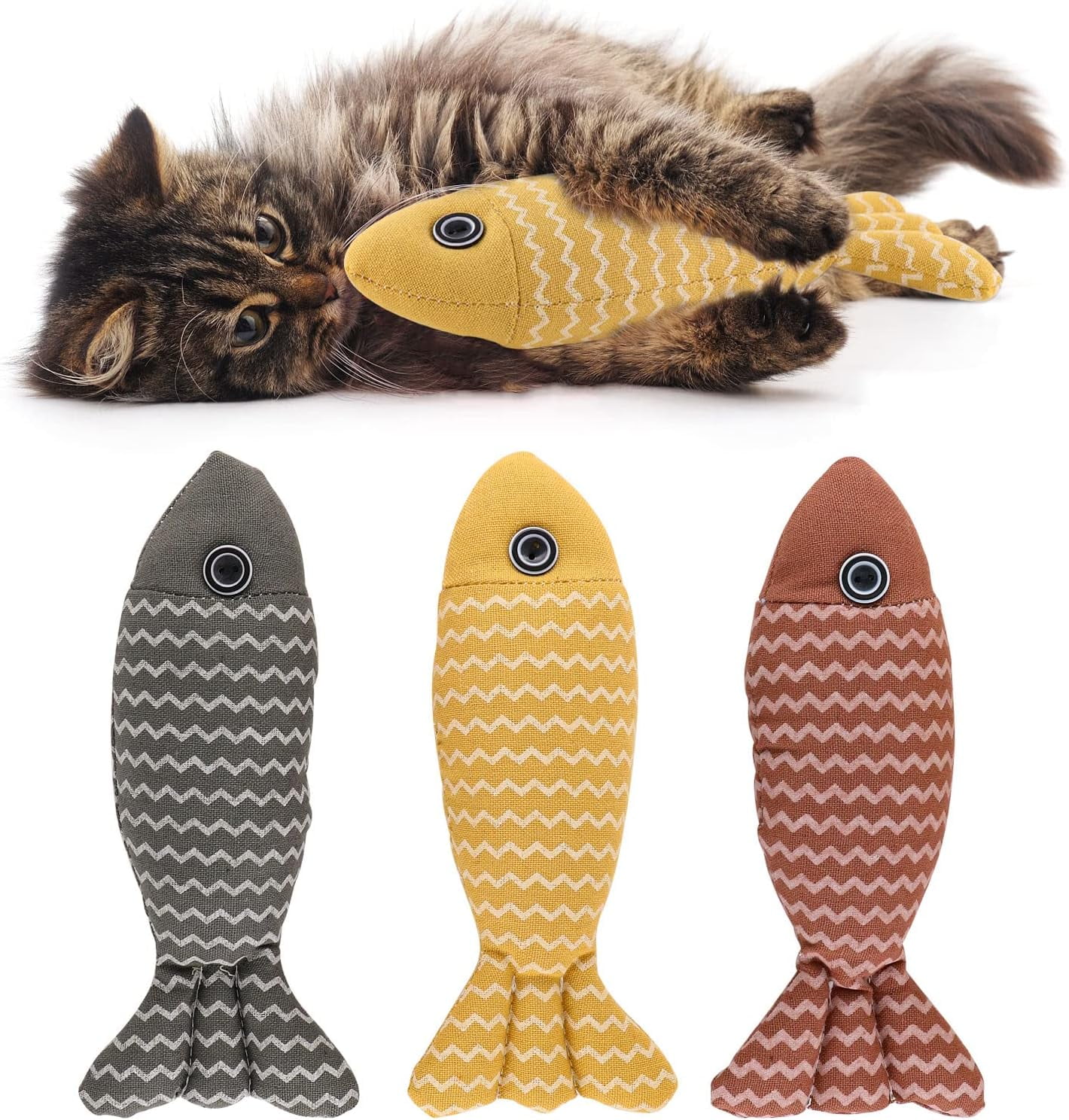 3 Pack Catnip Toy, Fish Cat Toy, Cat Chew Toy Bite Resistant Catnip Toys for Cats, Catnip Cat Toys, Cat Teething Chew Toy
