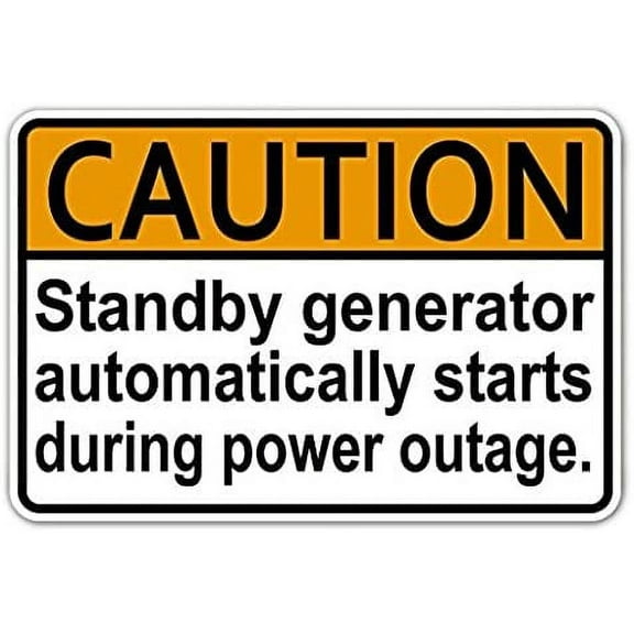 3 Pack - Caution Sign Industrial Standby Generator Starts Vinyl Decal Bumper Sticker