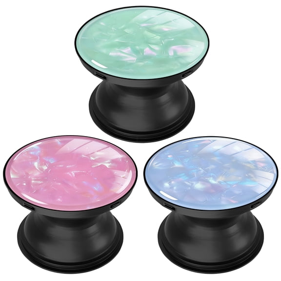 3 Pack Cell Phone Grip Stand with Expandable Kickstand (Not for Popsockets) - Glitter Pink Green Blue