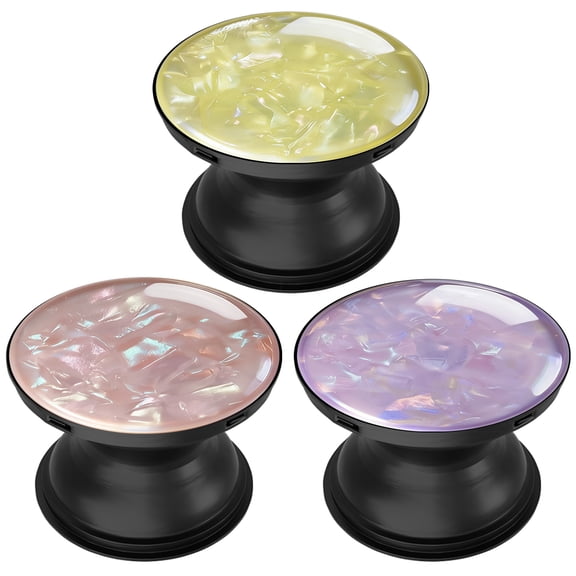 3 Pack Cell Phone Grip Stand with Expandable Kickstand (Not for Popsockets) - Glitter Rose Gold Yellow Purple