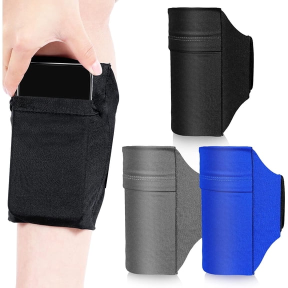 3 Pack Cell Phone Leg Strap Holder Calf Band Armband Ankle Wallet with Adjustable Non Slip for Women Men Running, Walking, Equestrian, Motorcycle or Hiking