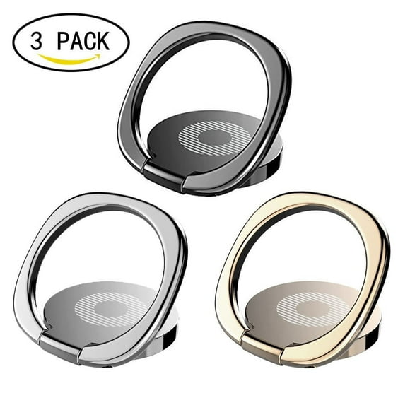 3-Pack Cell Phone Ring Holder Stand 360 Rotation Finger Ring Grip Compatible with iPhone, Samsung & Other Smartphones by TIKA