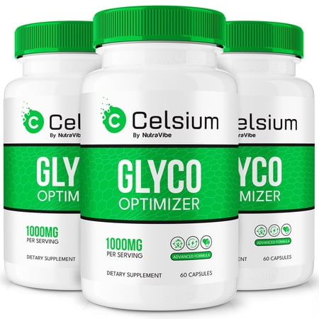 (3 Pack) Celsium Glyco Optimizer, Maximum Strength Blood Flow Support, All-Natural Capsules to Maintain Stable Levels, Herbal plus Vitamins Formula for Overall Health, Official Reviews (180 Capsules)