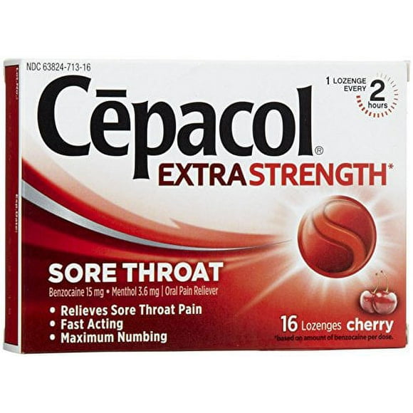 3 Pack Cepacol Extra Strength Sore Throat Cherry 16 Lozenges Each