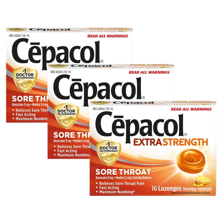 Cepacol Extra Strength Sore Throat Lozenges, Honey Lemon, 3 Pack