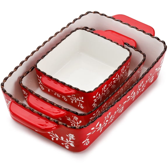 3 Pack Ceramic Bakeware Set Porcelain Rectangular Baking Dish Lasagna Pans for Cooking Kitchen Casserole Dishes Cake Dinner Baking Pans Banquet and Daily Use